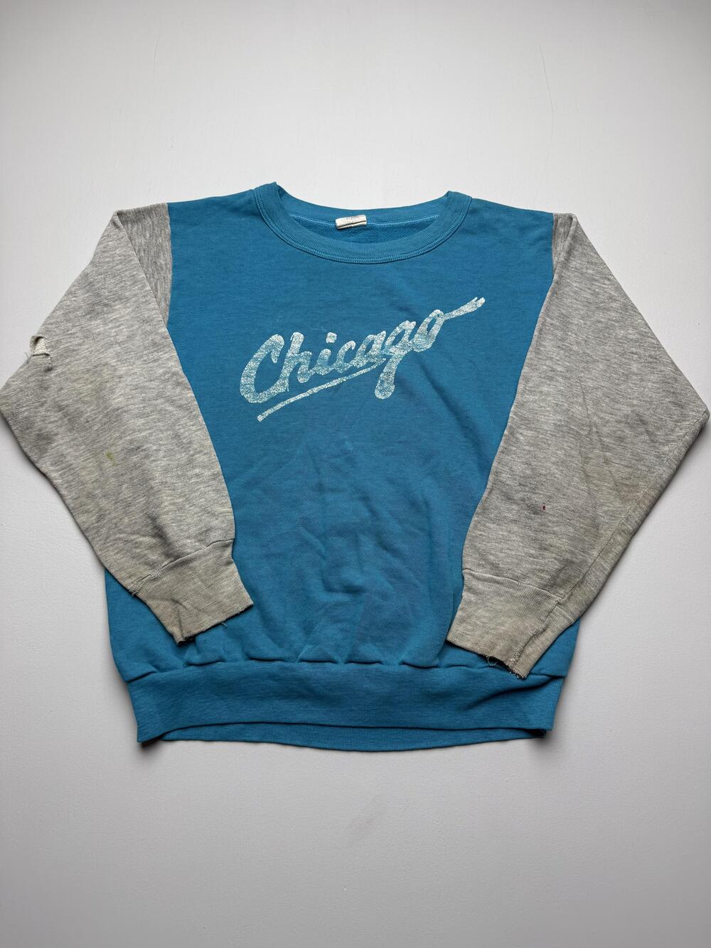 Vintage Signal Sweatshirt Mens Medium Blue Fleece Chicago Graphic USA Raglan